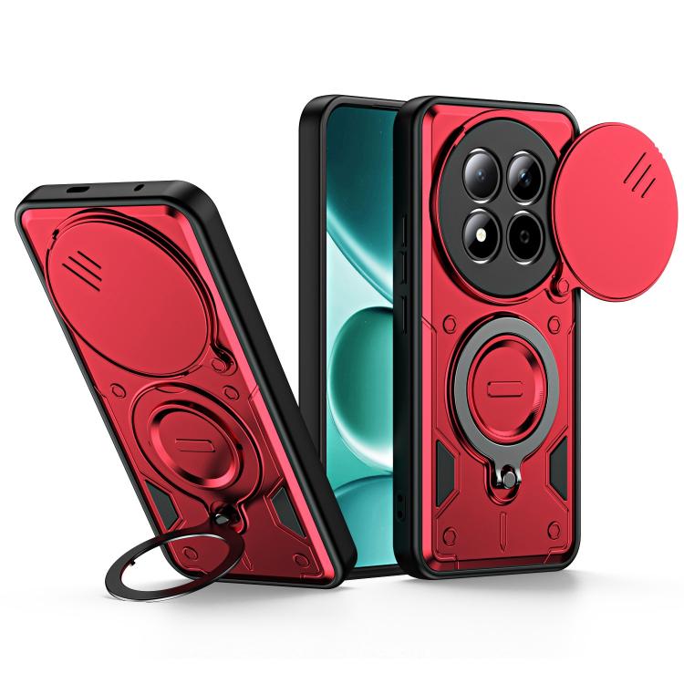 Ring Holder Lens Slide Cover Phone Case, For Redmi Note 15 Pro+ Global 163.3m, For Redmi Note 15 4G / 5G Global 164mm, For Redmi Note 15 Pro 4G Global 163.2mm, For Redmi Note 15 Pro 5G Global 163.6m