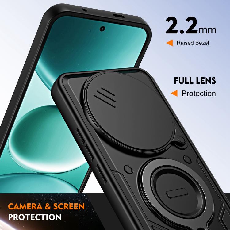 Ring Holder Lens Slide Cover Phone Case, For Redmi Note 15 Pro+ Global 163.3m, For Redmi Note 15 4G / 5G Global 164mm, For Redmi Note 15 Pro 4G Global 163.2mm, For Redmi Note 15 Pro 5G Global 163.6m