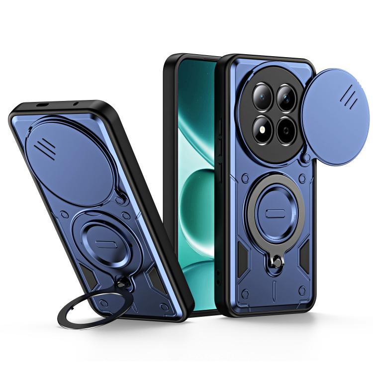 Ring Holder Lens Slide Cover Phone Case, For Redmi Note 15 Pro+ Global 163.3m, For Redmi Note 15 4G / 5G Global 164mm, For Redmi Note 15 Pro 4G Global 163.2mm, For Redmi Note 15 Pro 5G Global 163.6m