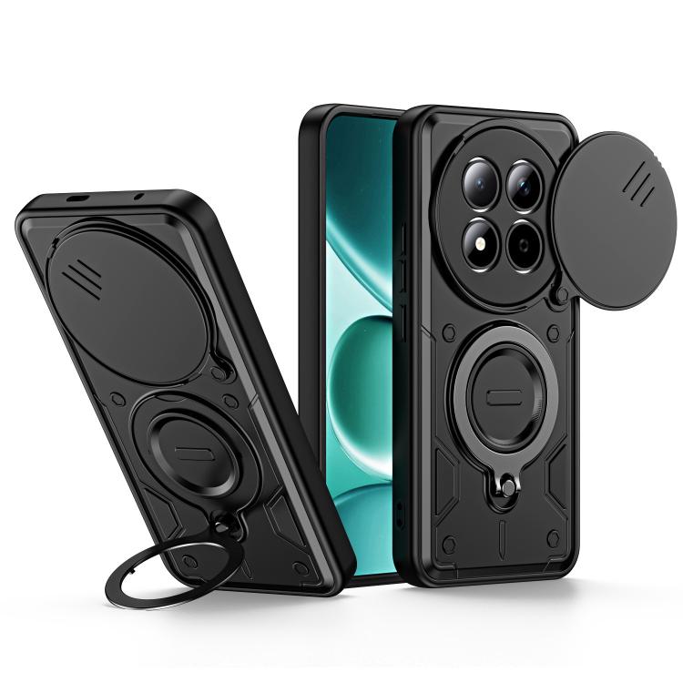 Ring Holder Lens Slide Cover Phone Case, For Redmi Note 15 Pro+ Global 163.3m, For Redmi Note 15 4G / 5G Global 164mm, For Redmi Note 15 Pro 4G Global 163.2mm, For Redmi Note 15 Pro 5G Global 163.6m