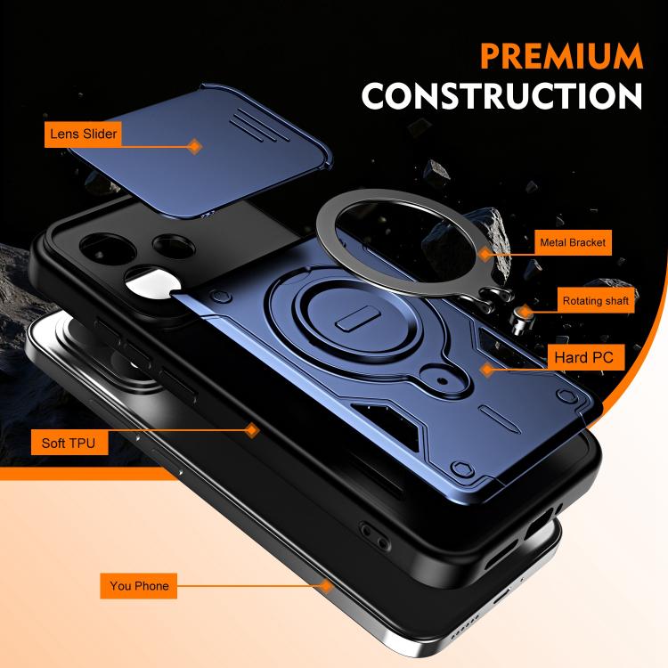 Ring Holder Lens Slide Cover Phone Case, For Redmi Note 17 4G / 5G Global 169.7mm, For Redmi Note 17 Pro 5G Global 163.5m, For Redmi K100 Pro Max / Poco F9 Ultra, For Redmi K100 Pro / Poco F9 Pro, For Redmi 17 4G / 5G Global 170mm                      ...