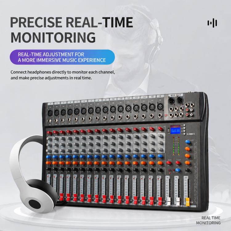 CT-16 16-Channel Professional Bluetooth Recording Mixer KTV Sound System, EU Plug, UK Plug, US Plug