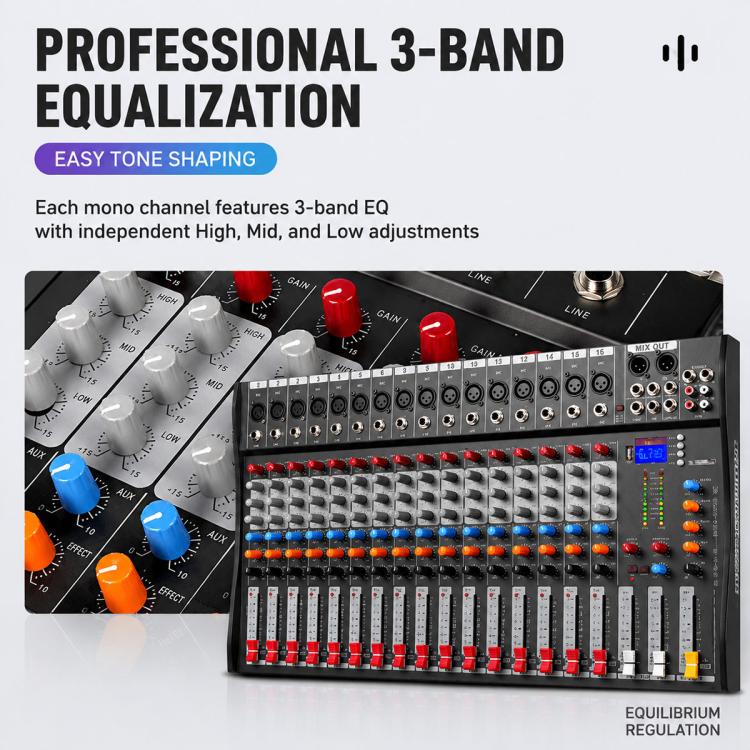 CT-16 16-Channel Professional Bluetooth Recording Mixer KTV Sound System, EU Plug, UK Plug, US Plug