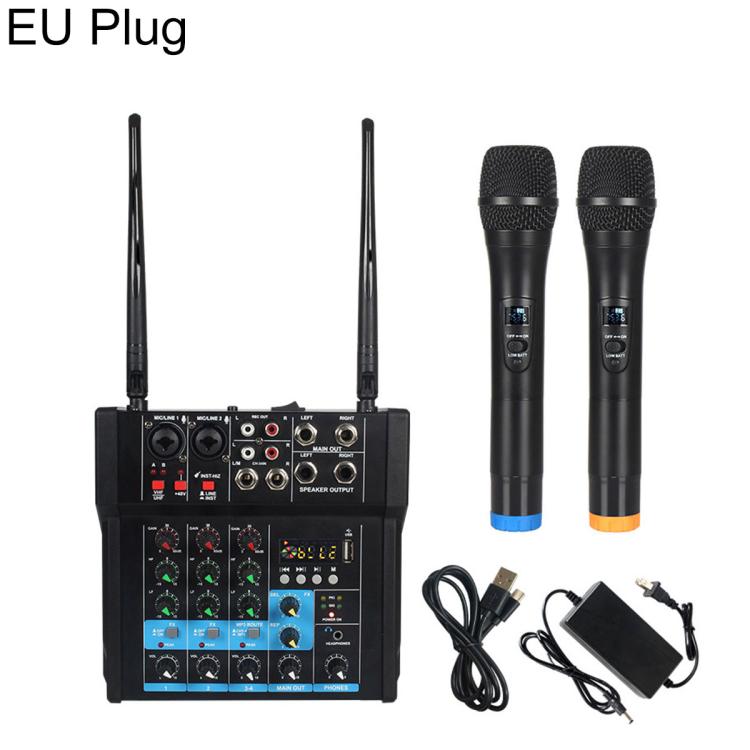 G4D 4-Channel Multi-function Professional Bluetooth Mixer with Amplifier & Microphone, Standard Black Microphone, Standard Gold Microphone, Rechargeable Microphone