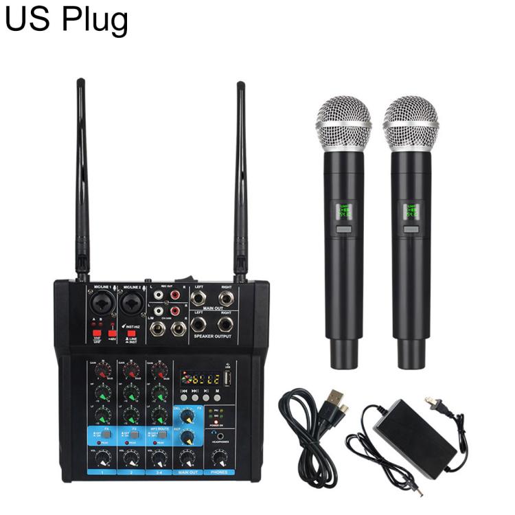 G4D 4-Channel Multi-function Professional Bluetooth Mixer with Amplifier & Microphone, Standard Black Microphone, Standard Gold Microphone, Rechargeable Microphone