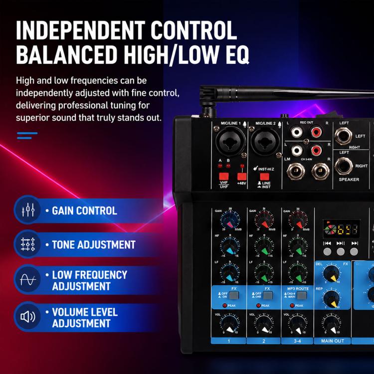 G4D 4-Channel Multi-function Professional Bluetooth Mixer with Amplifier & Microphone, Standard Black Microphone, Standard Gold Microphone, Rechargeable Microphone