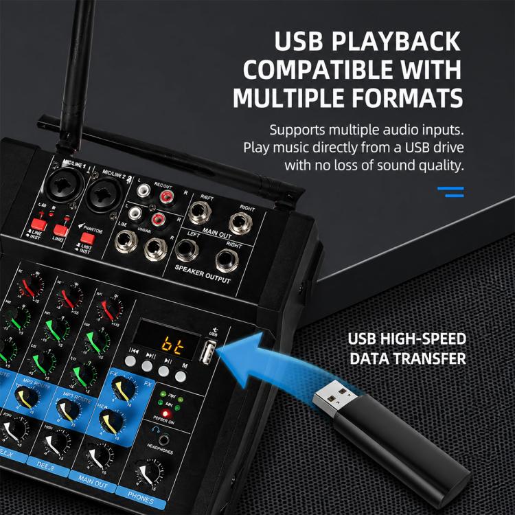 G4D 4-Channel Multi-function Professional Bluetooth Mixer with Amplifier & Microphone, Standard Black Microphone, Standard Gold Microphone, Rechargeable Microphone