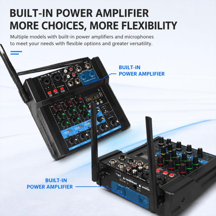 G4D 4-Channel Multi-function Professional Bluetooth Mixer with Amplifier & Microphone, Standard Black Microphone, Standard Gold Microphone, Rechargeable Microphone