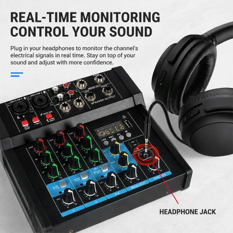 G4D 4-Channel Multi-function Professional Bluetooth Mixer with Amplifier & Microphone, Standard Black Microphone, Standard Gold Microphone, Rechargeable Microphone