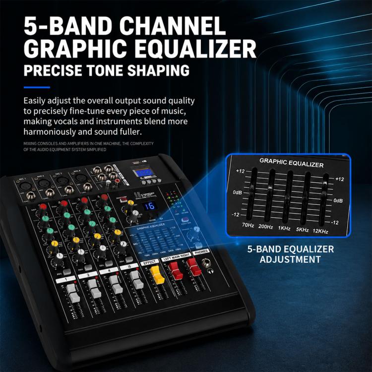 402D 4-Channel Multi-function Professional Bluetooth Mixer with Amplifier, EU Plug, UK Plug, US Plug