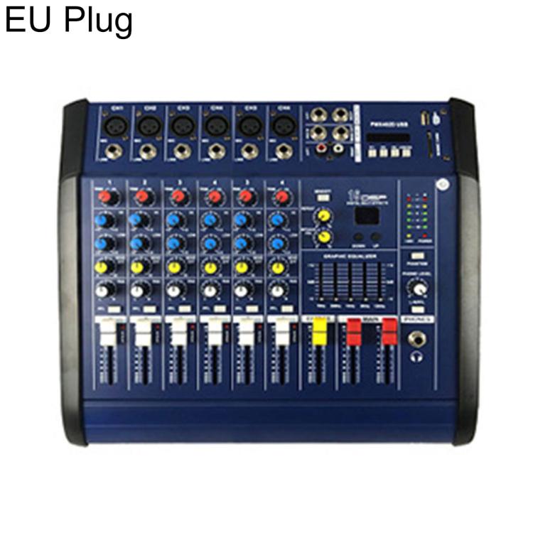 602D 6-Channel Multi-function Professional Bluetooth Mixer with Amplifier, EU Plug, UK Plug, US Plug