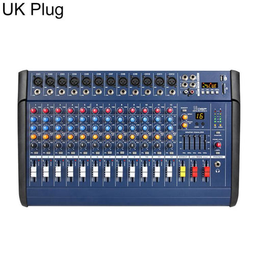 1202D 12-Channel Multi-function Professional Bluetooth Mixer with Amplifier, EU Plug, UK Plug, US Plug
