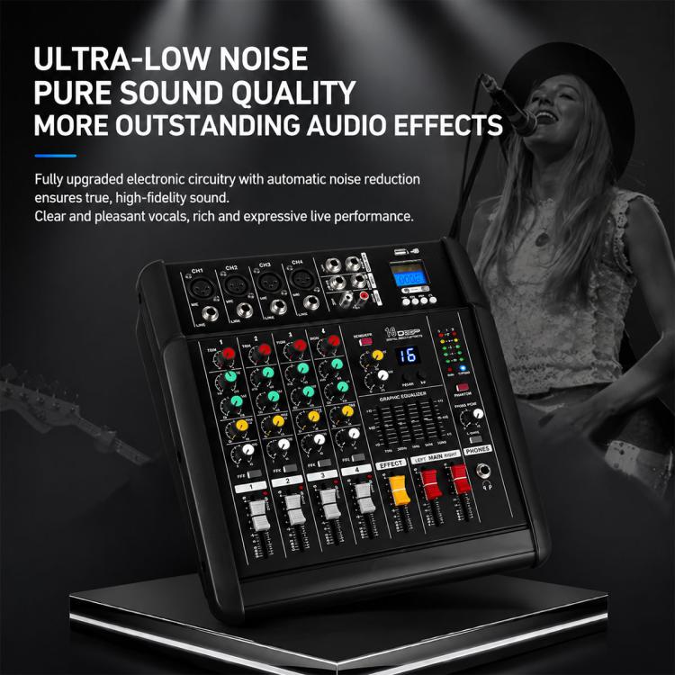1202D 12-Channel Multi-function Professional Bluetooth Mixer with Amplifier, EU Plug, UK Plug, US Plug