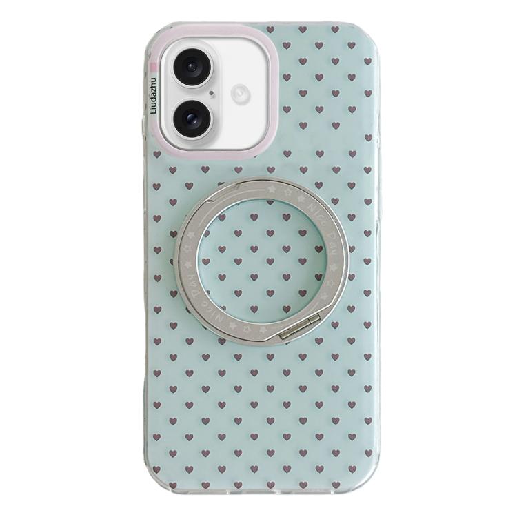 Minimalist Heart Pattern 360 Rotating Holder Magnetic Phone Case, For iPhone 17 Pro Max, For iPhone 17 Pro, For iPhone 17, For iPhone 16 Pro Max, For iPhone 16 Pro, For iPhone 16, For iPhone 15 Pro Max