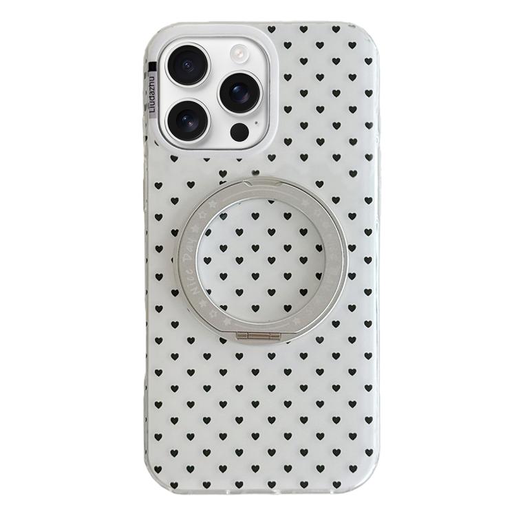 Minimalist Heart Pattern 360 Rotating Holder Magnetic Phone Case, For iPhone 17 Pro Max, For iPhone 17 Pro, For iPhone 17, For iPhone 16 Pro Max, For iPhone 16 Pro, For iPhone 16, For iPhone 15 Pro Max
