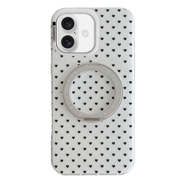 Minimalist Heart Pattern 360 Rotating Holder Magnetic Phone Case, For iPhone 17 Pro Max, For iPhone 17 Pro, For iPhone 17, For iPhone 16 Pro Max, For iPhone 16 Pro, For iPhone 16, For iPhone 15 Pro Max
