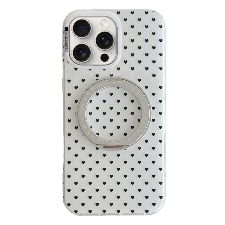 Minimalist Heart Pattern 360 Rotating Holder Magnetic Phone Case, For iPhone 17 Pro Max, For iPhone 17 Pro, For iPhone 17, For iPhone 16 Pro Max, For iPhone 16 Pro, For iPhone 16, For iPhone 15 Pro Max