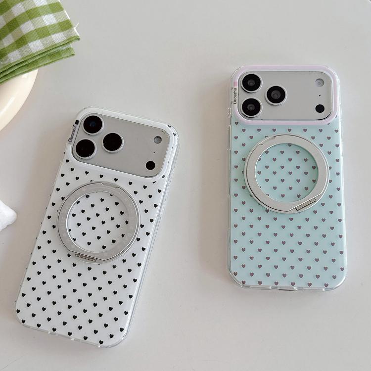 Minimalist Heart Pattern 360 Rotating Holder Magnetic Phone Case, For iPhone 17 Pro Max, For iPhone 17 Pro, For iPhone 17, For iPhone 16 Pro Max, For iPhone 16 Pro, For iPhone 16, For iPhone 15 Pro Max