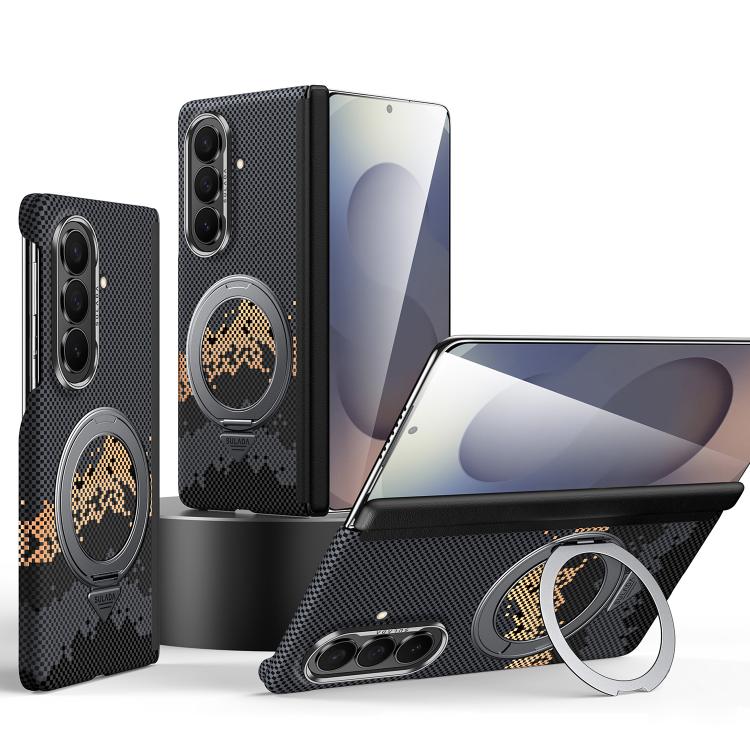 SULADA Kevlar Pixel Grid Texture Rotation Magnetic Holder Phone Case, For Galaxy Z Fold8 5G, For Galaxy Z Fold8 Ultra 5G, For Galaxy Z Fold7 5G