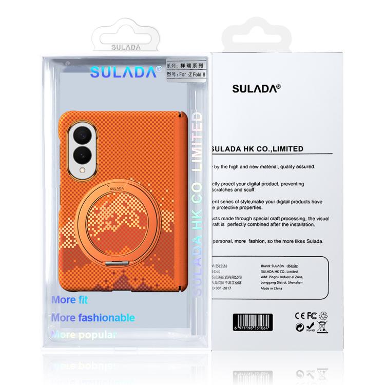 SULADA Kevlar Pixel Grid Texture Rotation Magnetic Holder Phone Case, For Galaxy Z Fold8 5G, For Galaxy Z Fold8 Ultra 5G, For Galaxy Z Fold7 5G