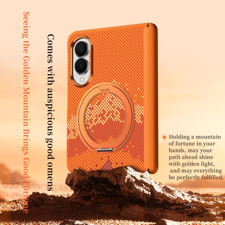 SULADA Kevlar Pixel Grid Texture Rotation Magnetic Holder Phone Case, For Galaxy Z Fold8 5G, For Galaxy Z Fold8 Ultra 5G, For Galaxy Z Fold7 5G