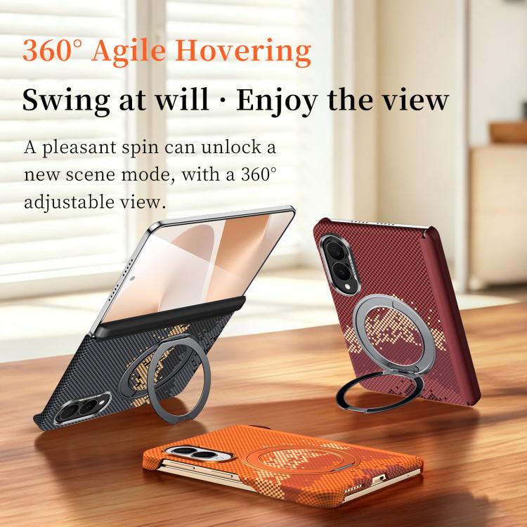 SULADA Kevlar Pixel Grid Texture Rotation Magnetic Holder Phone Case, For Galaxy Z Fold8 5G, For Galaxy Z Fold8 Ultra 5G, For Galaxy Z Fold7 5G