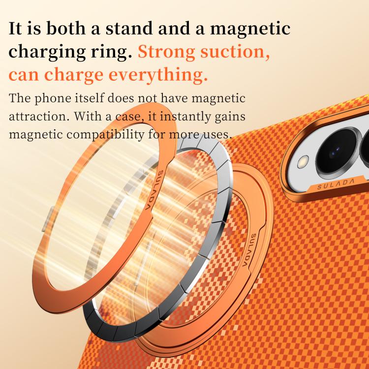 SULADA Kevlar Pixel Grid Texture Rotation Magnetic Holder Phone Case, For Galaxy Z Fold8 5G, For Galaxy Z Fold8 Ultra 5G, For Galaxy Z Fold7 5G