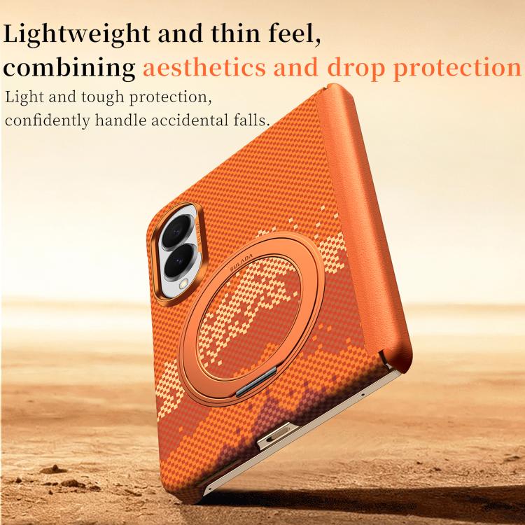 SULADA Kevlar Pixel Grid Texture Rotation Magnetic Holder Phone Case, For Galaxy Z Fold8 5G, For Galaxy Z Fold8 Ultra 5G, For Galaxy Z Fold7 5G
