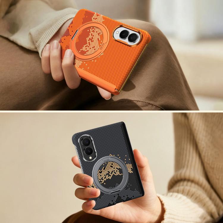SULADA Kevlar Pixel Grid Texture Rotation Magnetic Holder Phone Case, For Galaxy Z Fold8 5G, For Galaxy Z Fold8 Ultra 5G, For Galaxy Z Fold7 5G