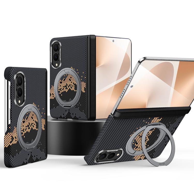 SULADA Kevlar Pixel Grid Texture Rotation Magnetic Holder Phone Case, For Galaxy Z Fold8 5G, For Galaxy Z Fold8 Ultra 5G, For Galaxy Z Fold7 5G