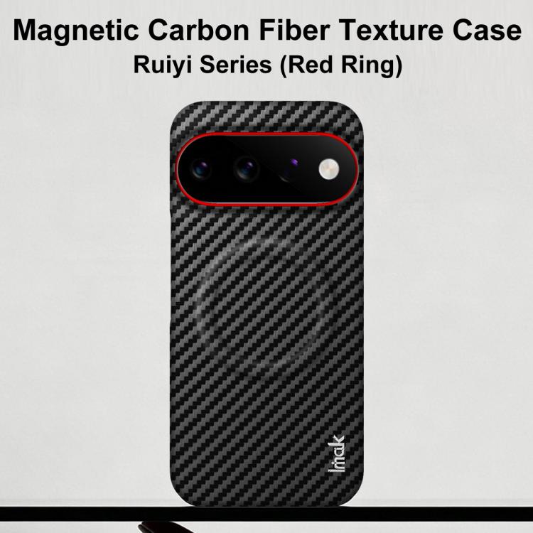 imak Ruiyi Series Red Ring Carbon Fiber Texture Magnetic Phone Case, For Google Pixel 11 Pro XL, For Google Pixel 11 / Pixel 11 Pro, For Google Pixel 10a, For Google Pixel 10 Pro XL, For Google Pixel 10 / Pixel 10 Pro