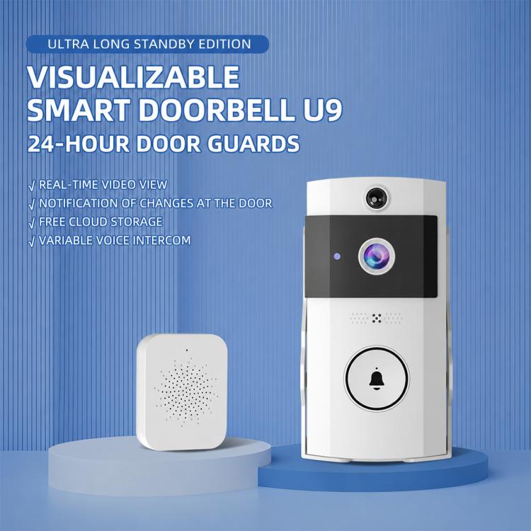 U9 1MP HD Smart Visual Doorbell Two-way Audio Camera, Only Doorbell, Transparent Cover + Doorbell, Brown Cover + Doorbell