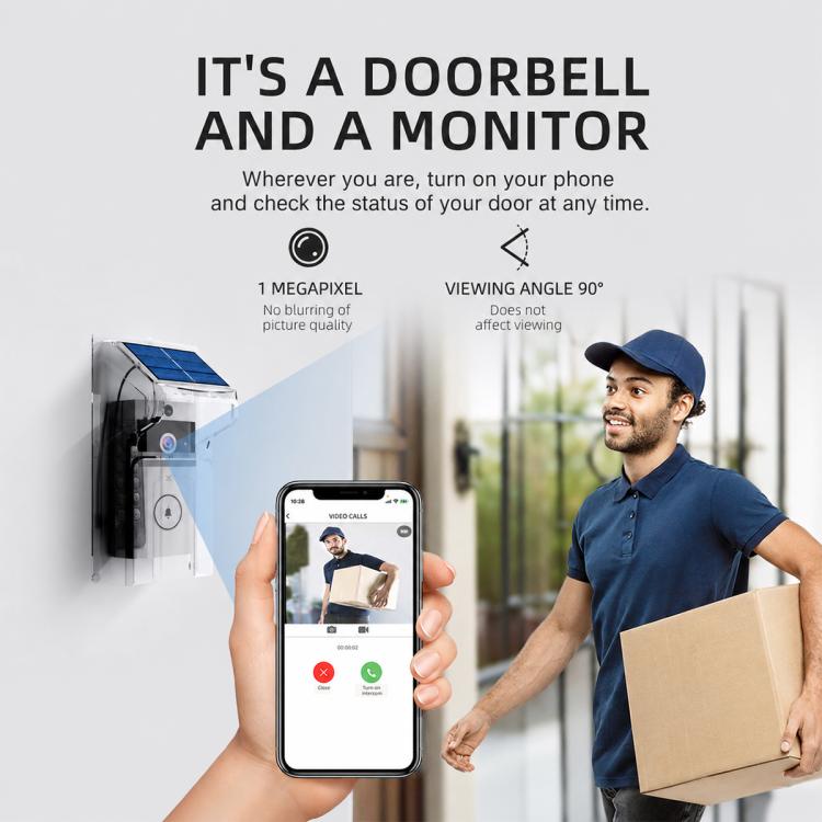 U9 1MP HD Smart Visual Doorbell Two-way Audio Camera, Only Doorbell, Transparent Cover + Doorbell, Brown Cover + Doorbell
