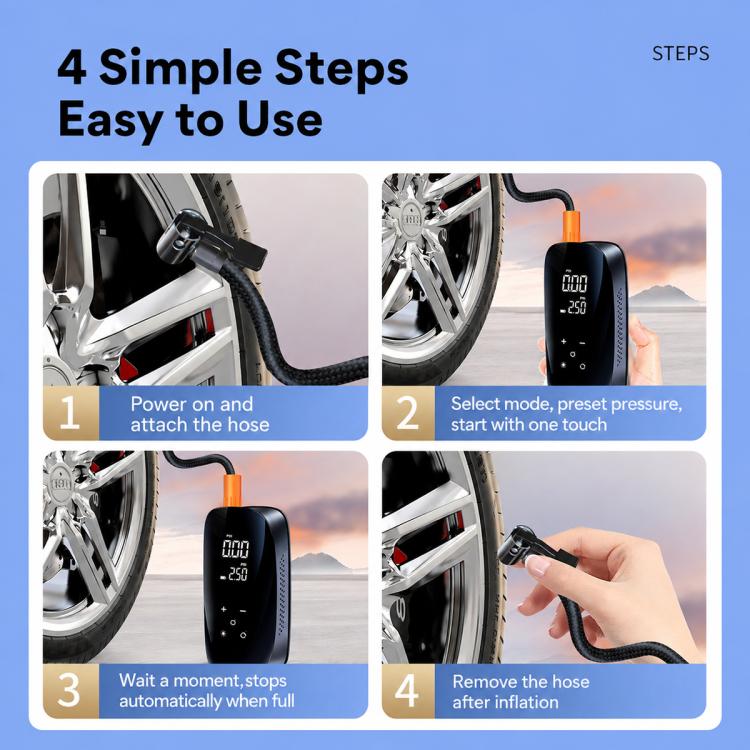 Wireless Digital Display Car Air Pump Portable Car Electric Tire Air Pump