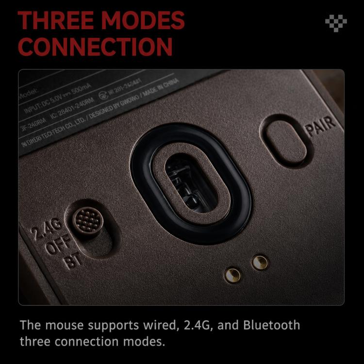 8BitDo Retro R8-C64 Edition Vintage Tri-Mode Wireless Mouse with Wireless Charging Dock Base, Brown Mouse