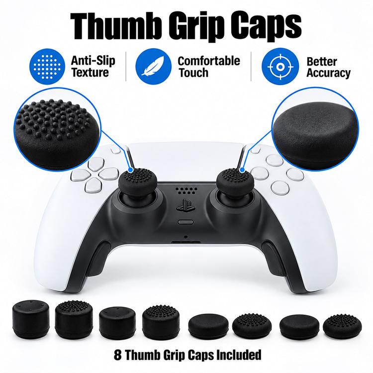 XDcase 12-in-1 Set For PS5 Controller L2/R2 Triggers Extenders & Anti-slip Thumb Grips