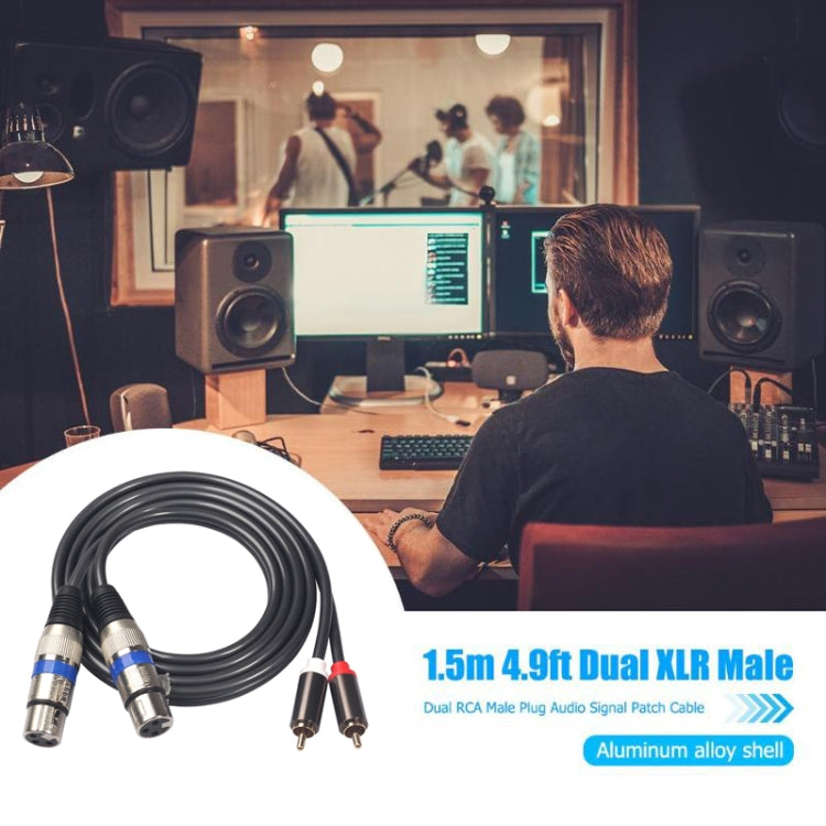 366156-15 2 RCA Male to 2 XLR 3 Pin Female Audio Cable, Length: 1.5m, 366156-15 2 RCA Male to 2 XLR 3 Pin Female