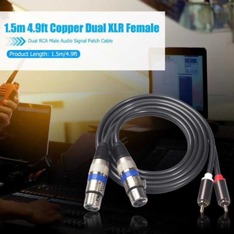 366156-15 2 RCA Male to 2 XLR 3 Pin Female Audio Cable, Length: 1.5m, 366156-15 2 RCA Male to 2 XLR 3 Pin Female