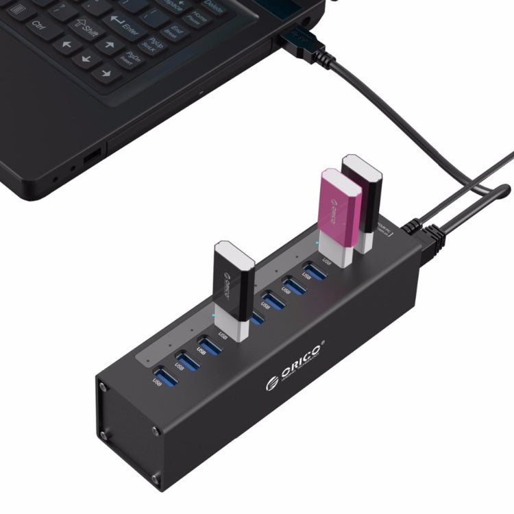 ORICO A3H10 Aluminum High Speed 10 Ports USB 3.0 HUB with Power Adapter for Laptops, 10 Ports (Silver), 10 Ports (Black)