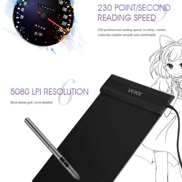 VEIKK S640 6x4 inch 5080 LPI Electronic Graphic Tablet, S640