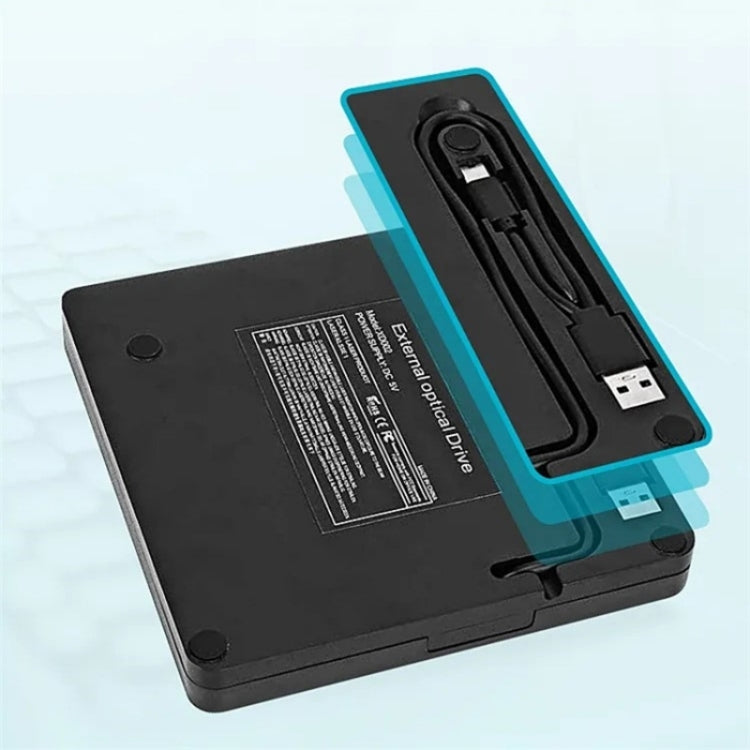XD009 External CD Reader VCD Burner Ultra-thin Design Laptop Computer USB 3.0+Type-C DVD Drive, XD009