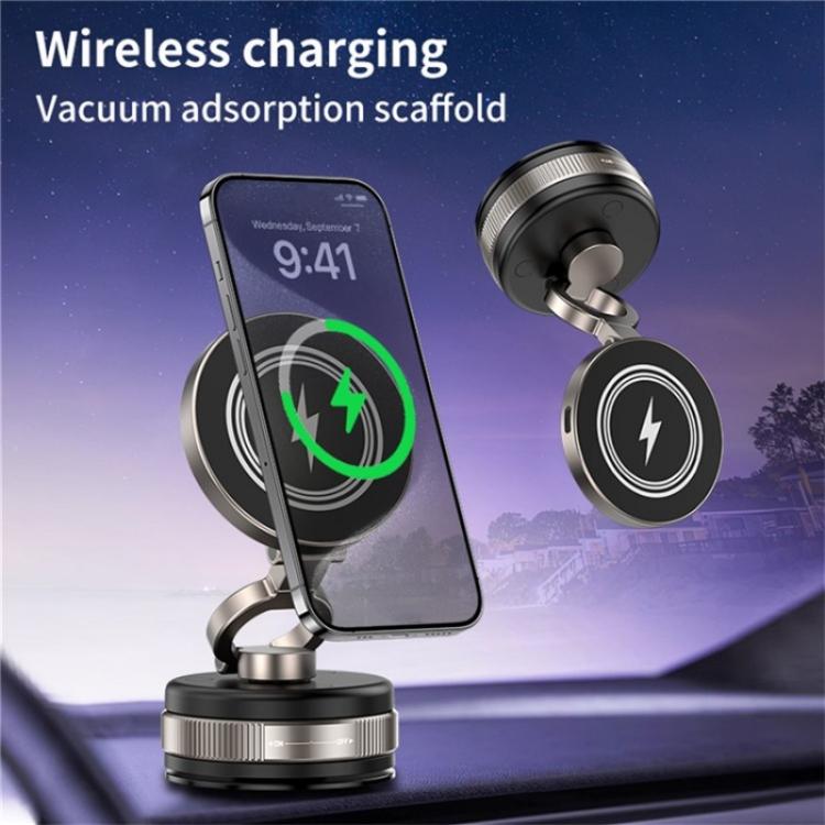 D1W Wireless Charger Magnetic Car Phone Holder Foldable Vacuum Suction Phone Mount Stand, D1W