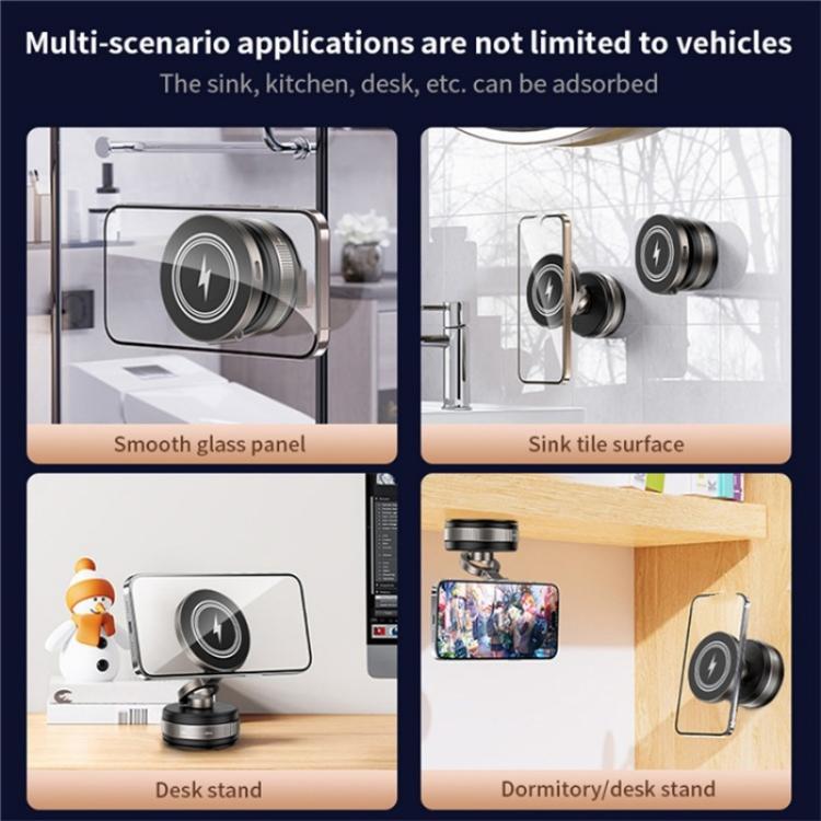 D1W Wireless Charger Magnetic Car Phone Holder Foldable Vacuum Suction Phone Mount Stand, D1W