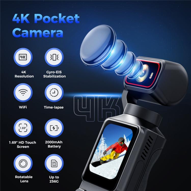 L19 1.69 inch Touch Screen and Wi-Fi Connectivity 4K Action Camera Anti-Shake VLOG Pocket Camera, L19