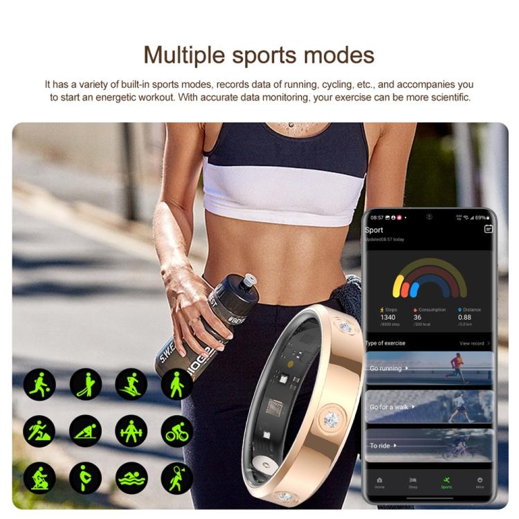 HR01 SIZE 10 Smart Ring, Support Heart Rate / Blood Oxygen / Sleep Monitoring / Female Menstrual Cycle, SIZE 10