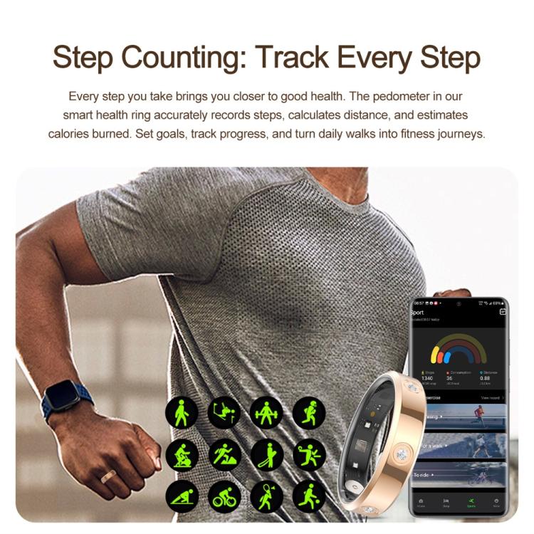 HR01 SIZE 10 Smart Ring, Support Heart Rate / Blood Oxygen / Sleep Monitoring / Female Menstrual Cycle, SIZE 10