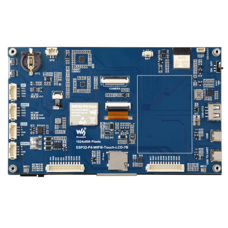 WAVESHARE ESP32-P4-WIFI6 7-Inch Five-Point Touchscreen Development Board 1024x600 Resolution, Basic, Includes OV5647 Camera