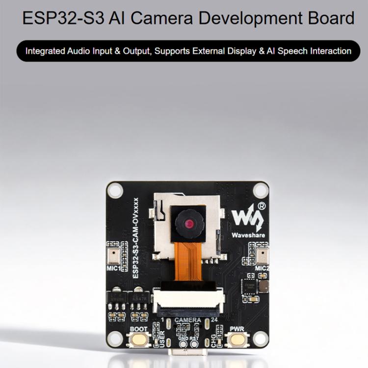 Waveshare ESP32-S3 AIoT Camera Development Board, With GC0308 Camera, With GC2145 Camera, With OV3660 Camera, With OV5640 Camera