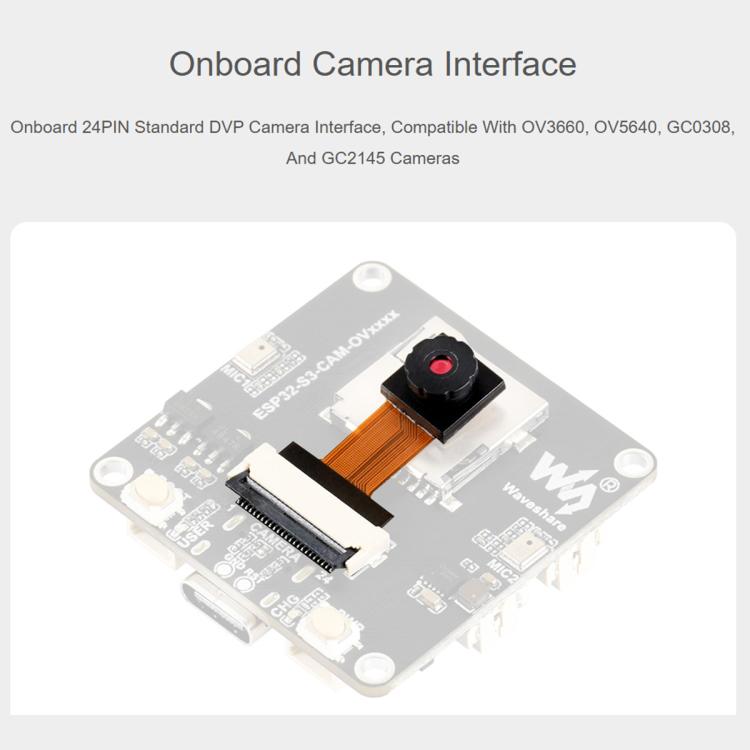 Waveshare ESP32-S3 AIoT Camera Development Board, With GC0308 Camera, With GC2145 Camera, With OV3660 Camera, With OV5640 Camera