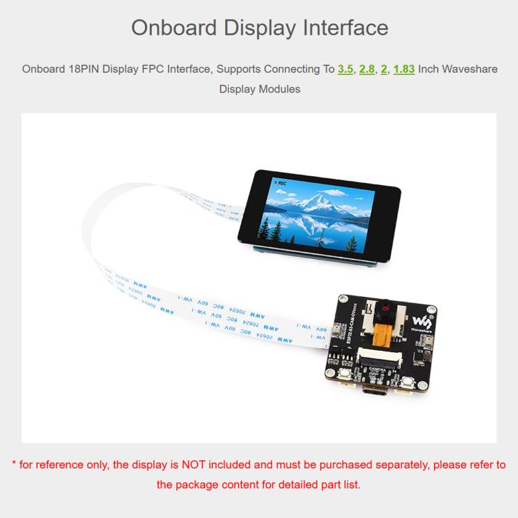 Waveshare ESP32-S3 AIoT Camera Development Board, With GC0308 Camera, With GC2145 Camera, With OV3660 Camera, With OV5640 Camera